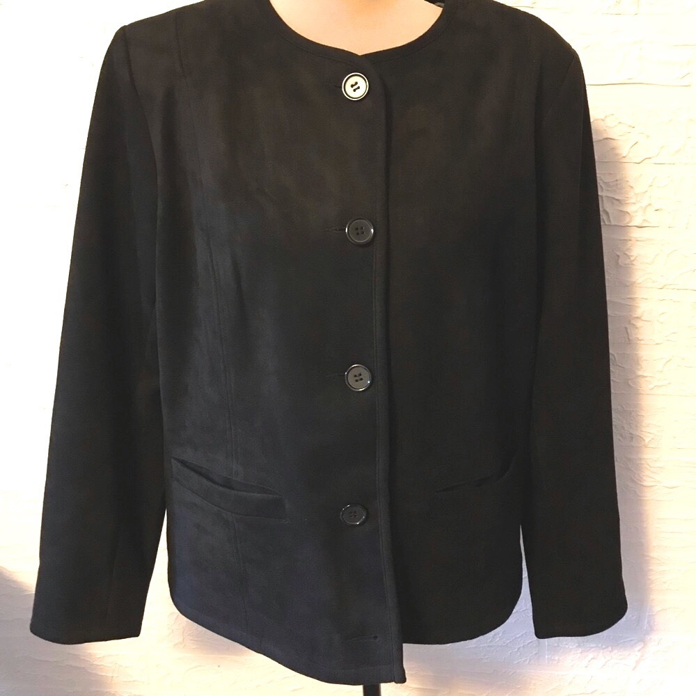 Louis Dell Olio Faux Suede Jacket/ Black/Sz 14